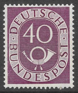 MH 1952 German Numeral & Post Horn 40pf Postage Stamp, Scott #680*