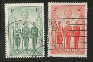 Australia Scott 184-5 used 1p and 2p 1940 stamps