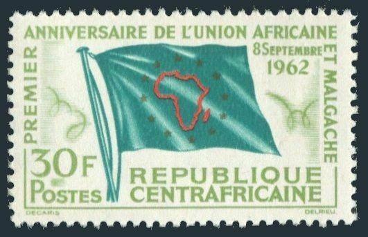 Central Africa 21,MNH.Michel 30. African-Malagasy Union,1962.Flag.