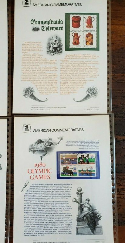 US 1979 Complete Year Set #105-121 USPS Commemorative Stamp Panels SCV $163.75