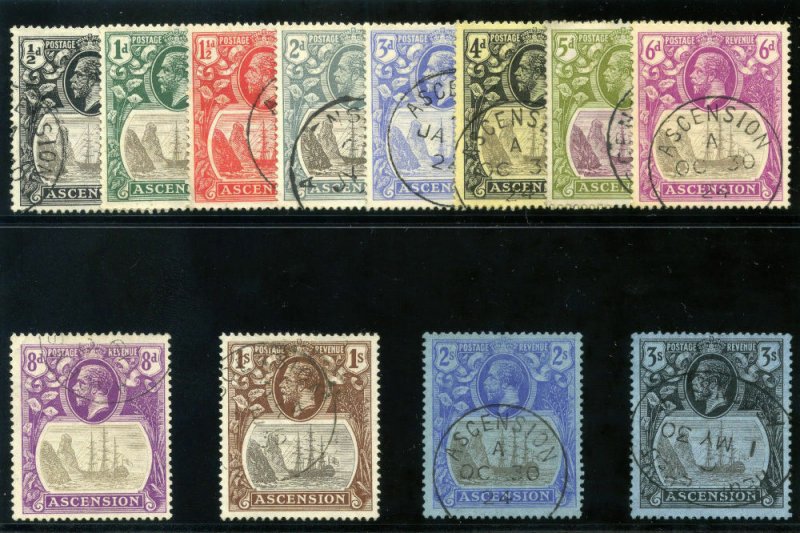 Ascension 1924 KGV set complete very fine used. SG 10-20. Sc 10-21.