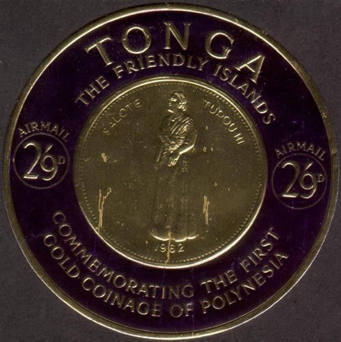 Tonga 1963 SG140 2/9d Airmail Stamp of Gold Coinage of Polynesia MLH