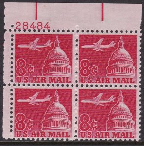 C64 Jet Airliner over Capital Plate Block MNH