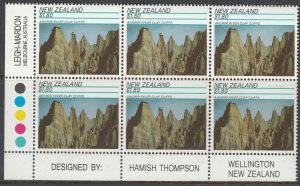 New Zealand 1991 $1.80 Rock Formations Plate Block UHM