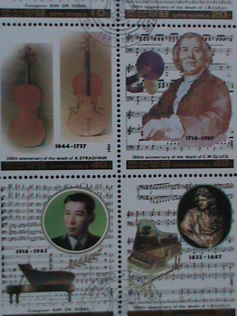 ​KOREA-1987-SC#2623  DEATH ANNIVERSARY OF COMPOSERS- CTO-SHEET VERY-HARD TO FIND