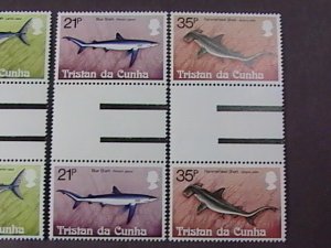 TRISTAN da CUNHA # 302-305-MINT/NH-COMPLETE SET OF CROSS GUTTER PAIRS--1982