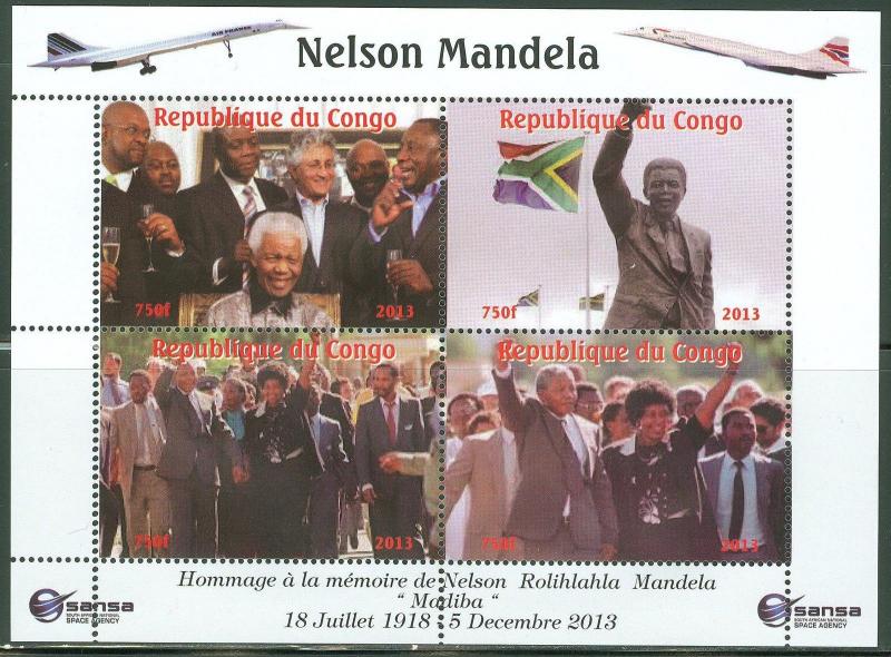 CONGO TRIBUTE TO NELSON MANDELA SOUTH AFRICA SHEET IV CONCORDE SPACE