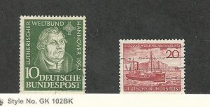 Germany, Postage Stamp, #689-690 Used, 1952 Martin Luther, Ship