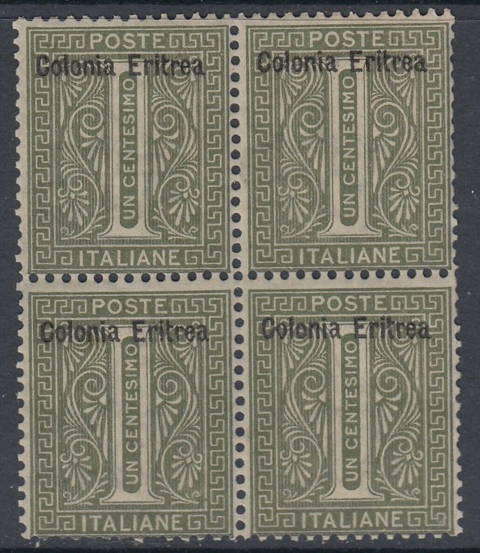 Italy Eritrea n. 1  MNH** Block of 4 cat. 330