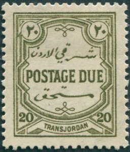 Transjordan 1929 20m olive-green Postage Due Perf 14 SGD193 unused