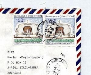 IVORY COAST 1993 Cover Missionary Air Mail MIVA MONUMENTS CM55