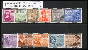 Norway Stamps # 279-289 MNH VF Scott Value $47.00