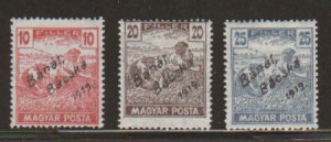Hungary Sc 10N22-10N24 MLH. 1919 Sowers w/ Banat Bacska overprints,  cplt set