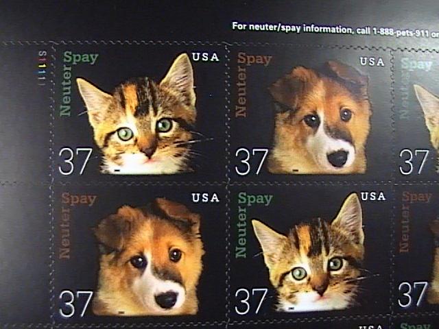 U.S.# 3670-3671(3671a)-MINT/NH--PANE OF 20--NEUTER AND SPAY PETS -2002