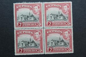 1938-44 CYPRUS 147c - Peristerona Church Block of 4 MNH Post Office Fresh