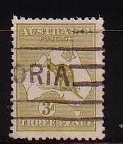 Australia Sc47 1915 3 d olive bistre kangaroo stamp used