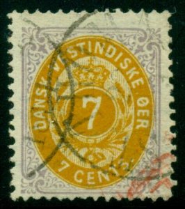 DANISH WEST INDIES #9a (9a), 7 cent bicolor, pr. I, used