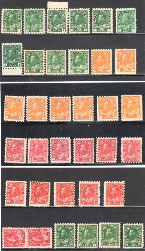 Canada #104 to 122 Mint NH Admiral Collection + varieties--95 Stamps C$22,500.0