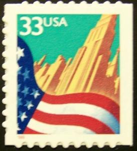 # 3279 MNH 33c Flag over City, red date 1999 - (2008)