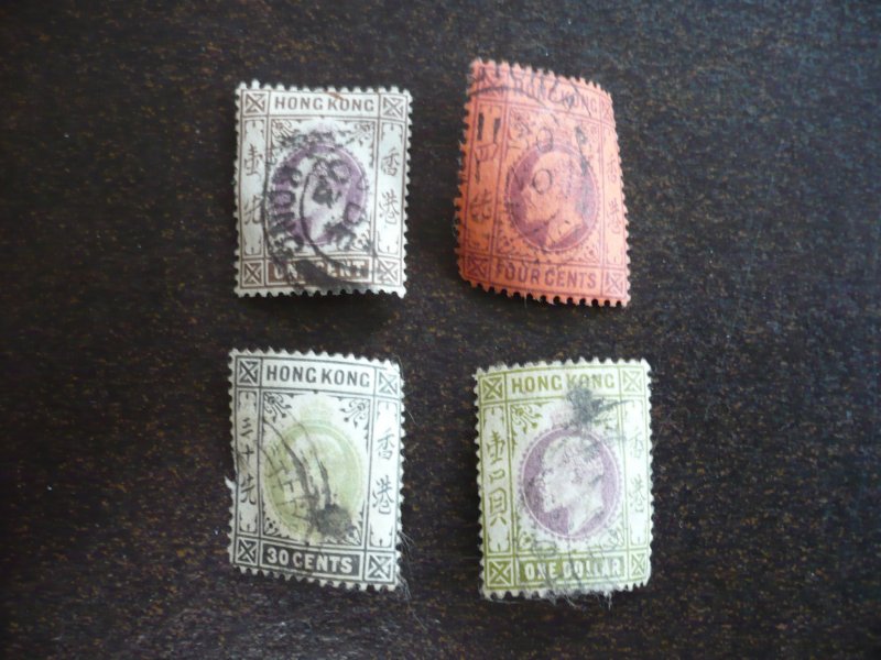 Stamps - Hong Kong - Scott# 71,73,79,81 - Used 4 Stamps