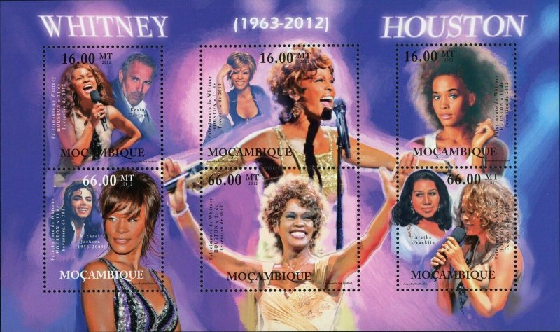 Whitney Houston Stamp Michael Jackson Kevin Costner Aretha Franklin MNH #5645 