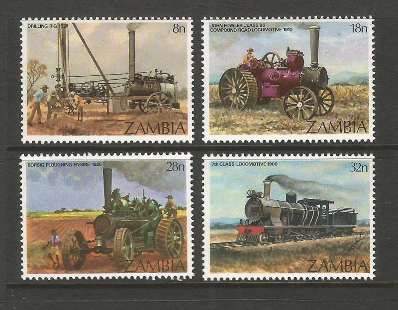 ZAMBIA   1983  LOCOMOTIVES   SET 4   MNH