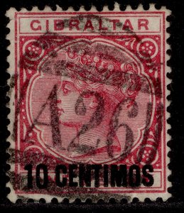 GIBRALTAR QV SG16, 10c on 1d rose, FINE USED. Cat £18.