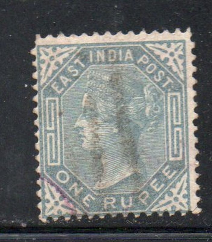 India Sc 35 1874 1 rupee slate Victoria stamp used