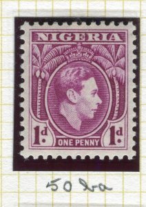 NIGERIA; 1938 early GVI issue fine Mint hinged Shade of 1d. value