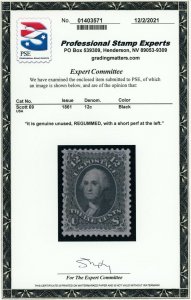 US Stamp #69 Washington 12c - PSE Cert - Mint REGUMMED - CV $675.00 (No Gum) 