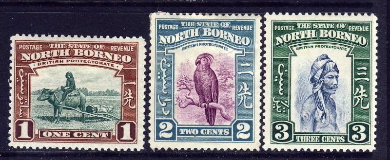 NORTH BORNEO 1939 Small Pictorial Group SG 303 to SG 305 MINT 