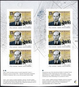 Canada 2013 -  $1.85 Raoul Wallenberg  Booklet of 6 stamps. MNH # 2618a