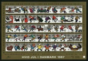 Denmark. 1987 Christmas Sheet Mnh. Imperforated White Christmas Cat. Sport.