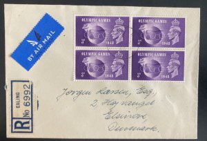 1948 Ealing England Airmail First Day cover King George VI Olympic Games