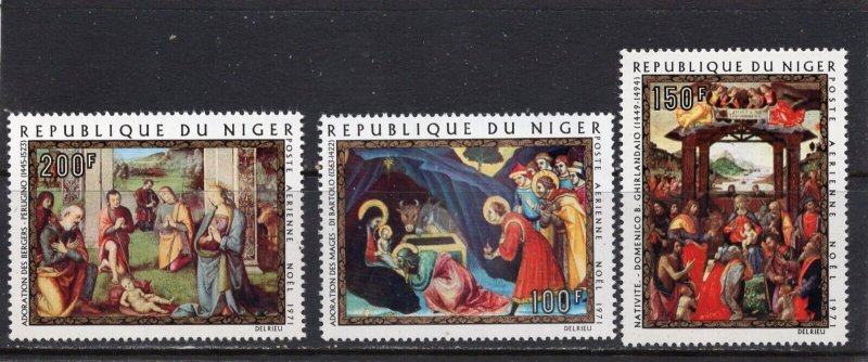 NIGER 1971 CHRISTMAS PAINTINGS SET OF 3 STAMPS MNH