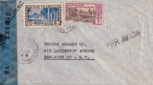 1942, Cayenne, French Guiana to New York, NY, Censored, Sc #133 & 150  (C4398)