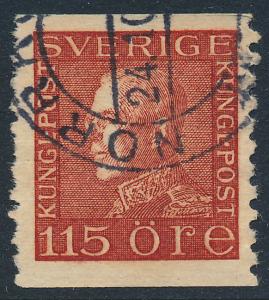 Sweden Scott 187 (Fa 194), 115ö brown-red Gustav V, FVF Used