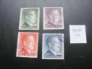 GERMANY 1941  USED SC 524-527 HITLER PERF. 12 1/2 VF/XF  100 EUROS (120)