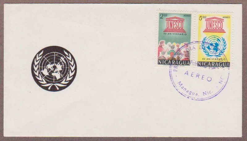 Nicaragua Airmail # C502 - C503 UNESCO FDC - I Combine S/H