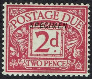 GREAT BRITAIN 1914 POSTAGE DUE 2D RED COLOUR TRIAL PROOF SPECIMEN SIMPLE CYPHER 