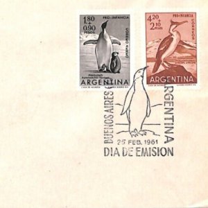 ARGENTINA 1961 FDC Polar CORMORANT PENGUIN Antarctica BIRDS First Day CoverYW183