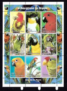 Niger 1011 MNH 1998 Sheet of 9 Parrots