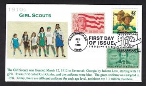 1998 Boy Scouts Celebrate Century # 3183j FDC Ginsburg Girl Scouts