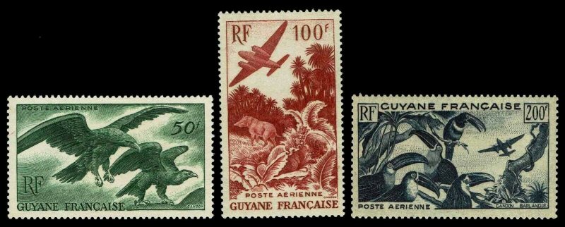 1947 French Guiana #C18-C20 Airmail - OGNH - VF/XF - CV$64.50 (ESP#1706)