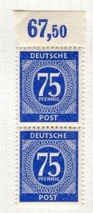 GERMANY BERLIN British/US Zone 1946 numeral issue mint hinged 75pf. Marginal