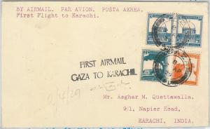 57901 -  ISRAEL Palestine - POSTAL HISTORY: first airmail cover GAZA to KARACHI