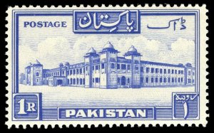 Pakistan 1948 KGVI 1r ultramarine (p14) superb MNH. SG 38. Sc 38a.