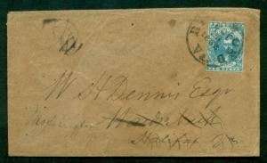 CONFEDERATE STATES Oct. 1862 10¢ blue tied RICHMOND VA to HALIFAX