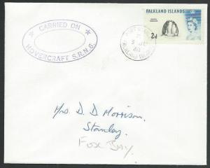 FALKLAND IS 1968 2d Penguins on cover CARRIED ON / HOVERCRAFT SRN6.........61438