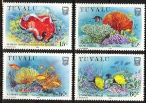 Tuvalu 1988 Fishes Corals Mi. 485/8 Set of 4 MNH
